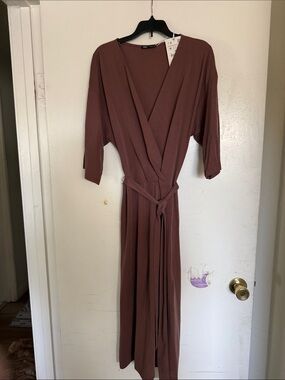 Zara Brown Wrap Maxi Dress